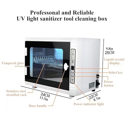 WINB Nail Tool Sterilizer & UV Light Nail Tool Cleaning Machine, 12L High-Capacity Esterilizador de Manicura Cabinet with Timer for Professional Salon & Home Use