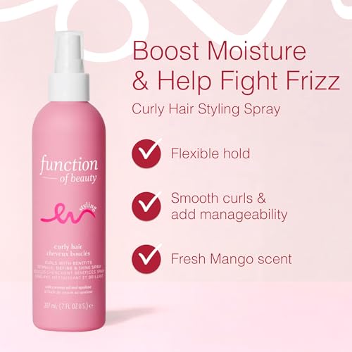 Function of Beauty Curly Hair Styling Spray - Anti-Frizz Curl Defining Styling Spray with Flexible Hold Detangles, Defines & Adds Shine - Lightweight Color-Safe & Sulfate-Free Hair Care Product