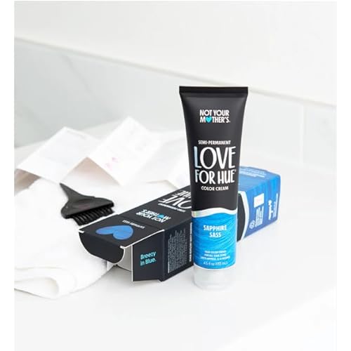 Not Your Mother's Love For Hue Semi-Permanent Hair Color Cream, Sapphire Sass, Blue 4.5 fl oz / 133 ml