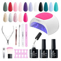 SUNUV Gel Nail Polish Kit with UV Light for Nails SUN2C 16 Colors Gel Polish Sets, Base and Top Coat with 8 PCS Manicure Tools Gift for Women
