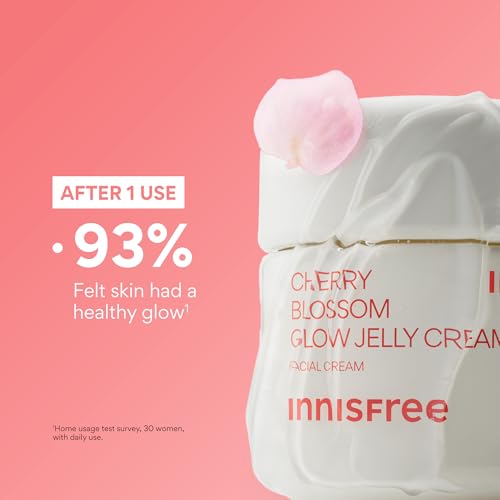 Innisfree Cherry Blossom Glow Jelly Cream with Niacinamide, Korean Hydrating Moisturizer for Smooth, Radiant Skin