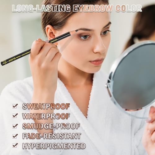 KAIQIKAIXI 6Pcs White Waterproof Eyebrow Pencils Makeup Set For Marking, Filling And Outlining, Tattoo Makeup And Microblading Supplies Kit-Hard Refills Are Easy To Color (White)