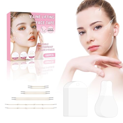 180PCS Face Lift tape Invisible, Face Lift Tape with 8 bands, Neck Tape Lifting Invisible£¬V-Shaped Instant Face Tapes for Lifting Sagging Skin Eyes Double Chin Wrinkles Waterproof