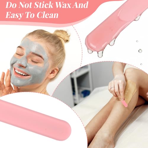 6 Pcs Silicone Wax Applicator Non-stick Waxing Applicator Hair Removal Sticks Applicators Spatula Beauty Cosmetics Waxing Applicators Reusable Hard Wax Scraper for Home Salon Body Use