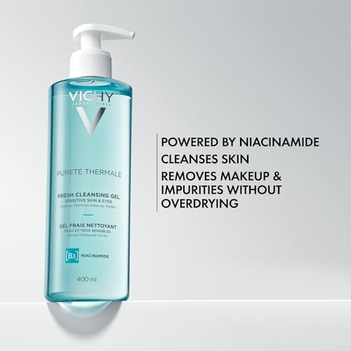 VICHY Puret? Thermale Fresh Cleansing Gel, Formulated With Glycerin & Niacinamide, Gentle Gel Cleanser & Makeup Remover, Removes Impurities Without Overdrying, Safe For Sensitive Skin & Eyes