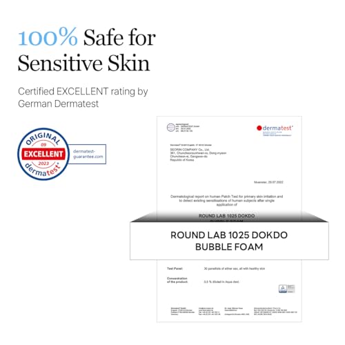 ROUND LAB 1025 Dokdo Bubble Foam Cleanser, Gentle Face Wash for Sensitive Skin, Low pH 5.5, Hydrating Korean Skincare, Soothing Panthenol & Deep Sea Water, Hypoallergenic, Fragrance-Free (5.07 Fl Oz)