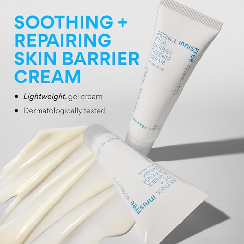 innisfree Retinol Cica Barrier Cream, Korean Moisturizer with Madecassoside for Sensitive, Acne-Prone Skin, Calming and Strengthening Formula
