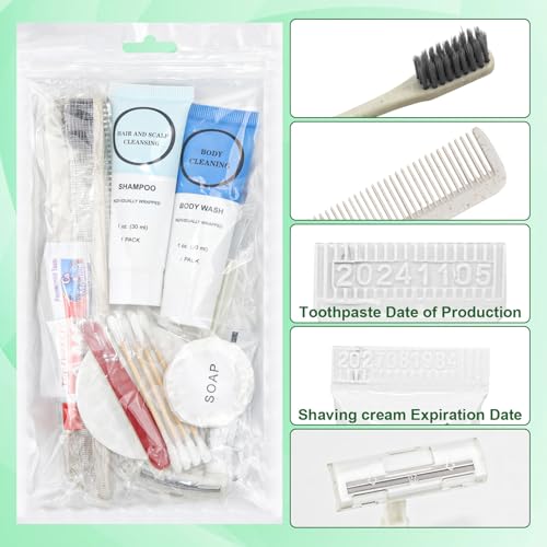 Toiletry Kits Homeless Personal Hygiene Care Package Kits Supplies In Bulk, Disposable Travel Size Essential Women Men Toiletries Set for Hotel,Charity,Camping,Travel (7.1 Inch, 40, Count)