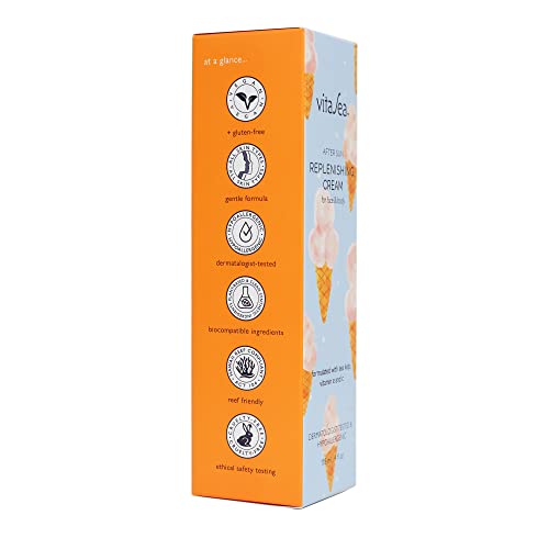 VitaSea After Sun Replenishing Cream for Face and Body, Refresh, Hydrate & Soothe Heat Exposed Skin, Fast-Absorbing Vegan After Sun Care, Formulated with Sea Kelp, Vitamin E & C, 4 Fl Oz