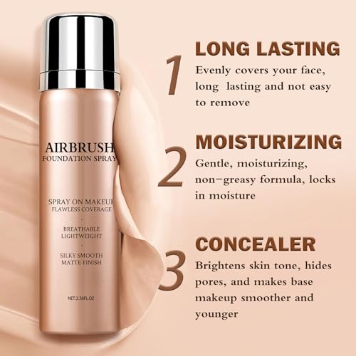 Air Brush Makeup Foundation,Magic Minerals Airbrush Foundation Makeup,Silk Flawless,Buildable Coverage,Moisturizing Formula for Smooth Radiant Skin (02 Beige)