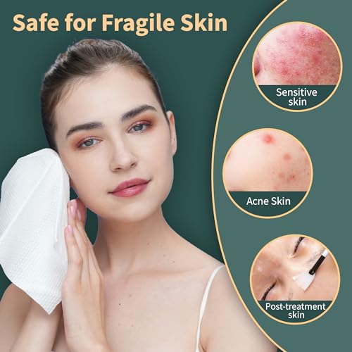 Ourmed Life Face Towels, 12"¡¿12" Tear-Off Disposable Biodegradable Facial Towels for Sensitive Skin, Lint- free Face Wipes for Washing Face, Skincare and Makeup Removal, Dry Wipes, (60 Ct, 1 Pack)