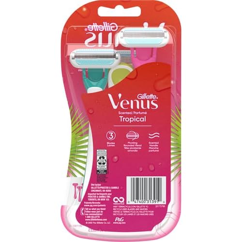 Gillette Venus Tropical Women's Disposable Razor,3 Count (Pack of 4)