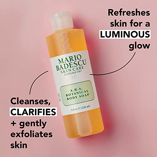 Mario Badescu AHA Botanical Body Wash Moisturizing, Clarifying and Gentle Exfoliating Wash for Brighter, Softer and Smoother Skin, Body Soap Infused with Glycolic Acid & Fruit Enzymes
