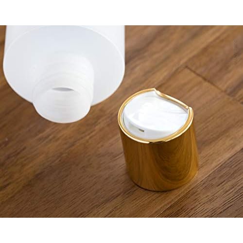 JUVITUS 2 oz Clear Natural Refillable Plastic Squeeze Bottle with Gold Metal Disc Cap Top - (12 Pack)