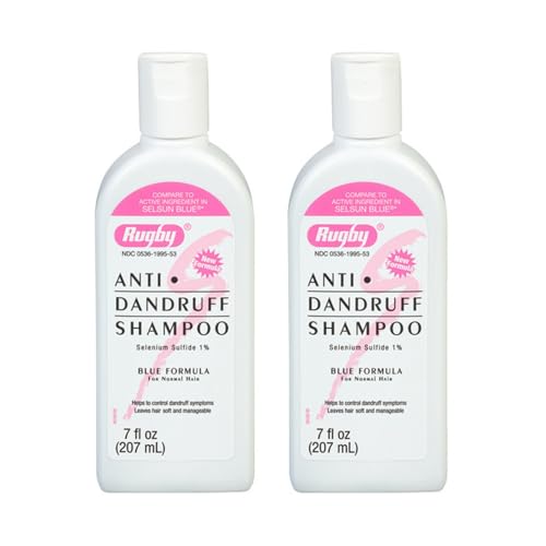 Rugby Selenium Sulfide Anti-Dandruff Shampoo - Blue Formula for Normal Hair - 7 Oz (2-Pack)