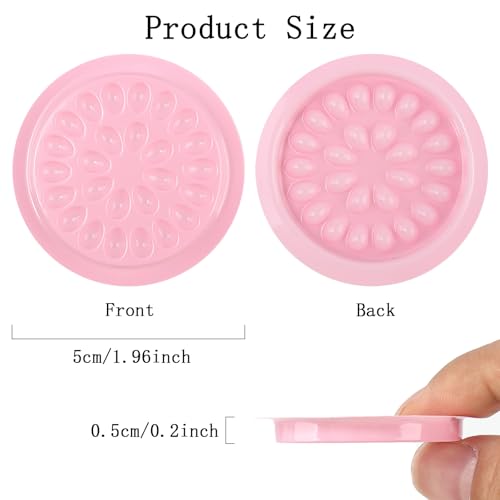 Disposable Plastic Eyelash Flower Glue Ring Lash Extension Blossom Holder Cup (pink-round shape without sticker)