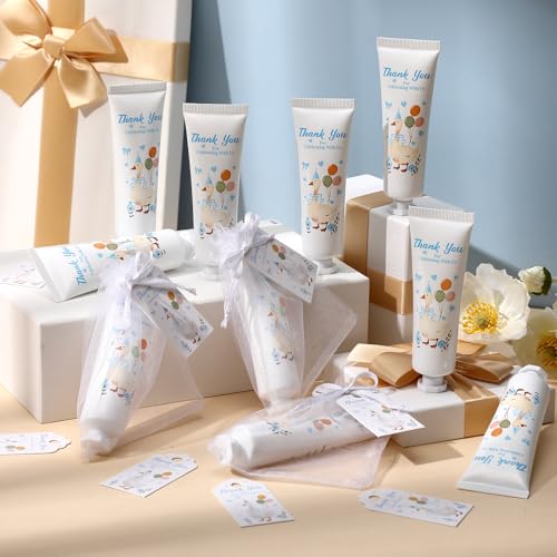 Demissle 50 Sets One Silly Goose Baby Shower Birthday Party Favors Travel Size Hand Cream Appreciation Hand Lotion with Cards and Bags Silly Goose Bulk Gifts for Guests Baby Shower Birthday(Blue)