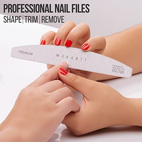 Makartt Nail File Zebra Nail Files 100 100 Grit Bundle with Nail Drill Bits Set, 10Pcs Tungsten Carbide Nail Drill Bits