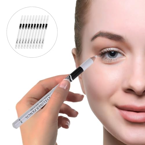 Eyeliner Pencil Set White 20Pcs Eye Makeup Pencils Natural Look Portable Size for Home and Professional Use
