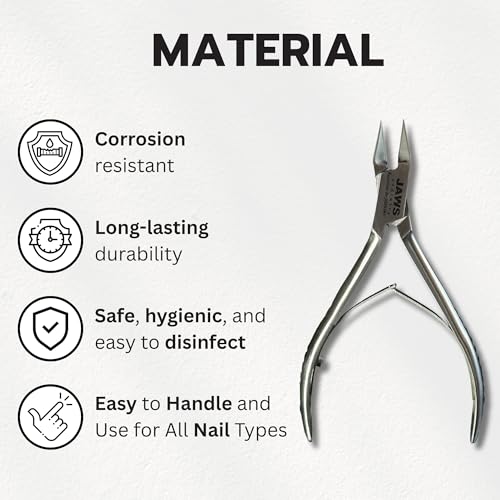 Jaws Podiatry Toe Nail Clippers, Surgical-Grade Stainless Steel, Precision Cutting, Double Action Blades, Compact Design, Silver