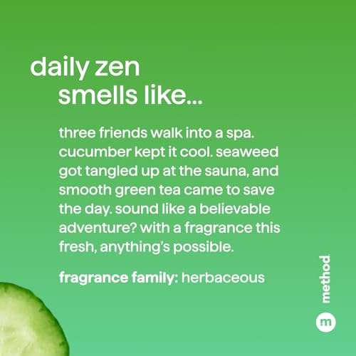 Method Everyday Shampoo, Daily Zen with Cucumber, Green Tea, and Seaweed Scent Notes, Paraben and Sulfate Free, 14 oz (Pack of 1)