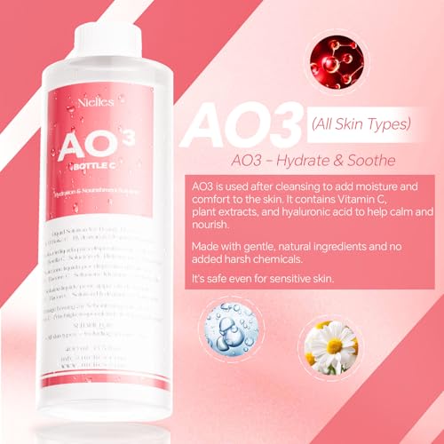 Professional Hydro Peeling Solution for Hydrodermabrasion Machines ? Bubble Solution for All Skin Types AO3 ? Deep Cleansing, Hydration, and Anti-Aging