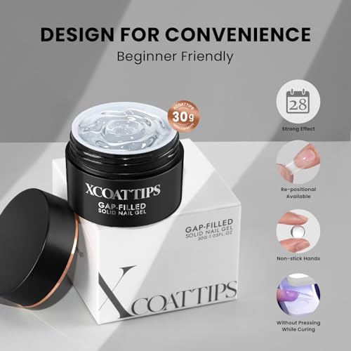 btartboxnails XCOATTIPS Pink French Toe Nails and Gap-filled Solid Nail Gel Kit