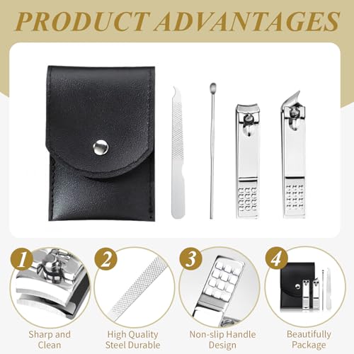 50 Sets Nail Clipper Set Bulk, 4-in-1 Stainless Steel Travel Nail Care Kit, Individually Wrapped Manicure Nail Kits with Case for Adults, Home, Hotel, Personal Care & Events£¨Black£©