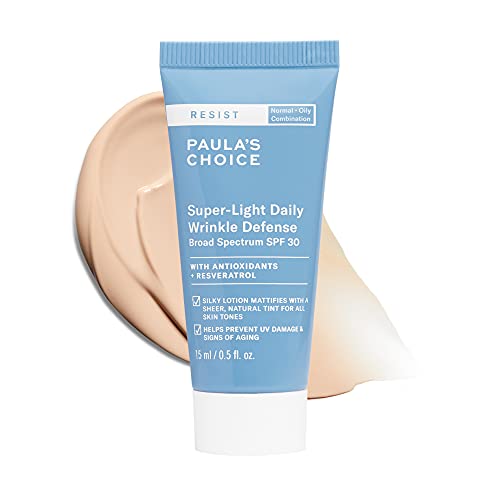 Paula's Choice RESIST Super-Light Daily Wrinkle Defense Mineral Sunscreen, SPF 30 Face Sunscreen for Oily Skin, Matte Tinted Face Moisturizer, UVA/UVB Protection, Fragrance-Free