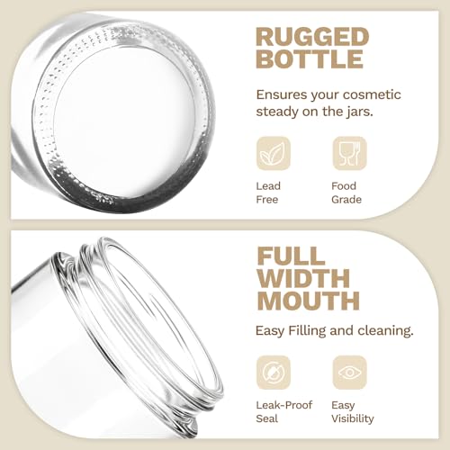 24Pcs 4 oz Small Glass Jars with Lids, Bumobum Clear Cosmetic Jars with Plastic Woodgrain Lids, 120ml Refillable Empty Containers for Cream, Salve, Powders and Lotion Storage