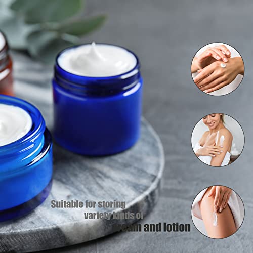 Lil Ray 1 oz Round Cobalt Blue Glass Jar with Inner Liners and Gold Lid (24pcs)