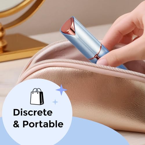Facial Hair Removal for Women: Painless Face Shaver for Women - Electric Hair Removal Device for Face Lips Peach Fuzz with Light (Paris Blue)