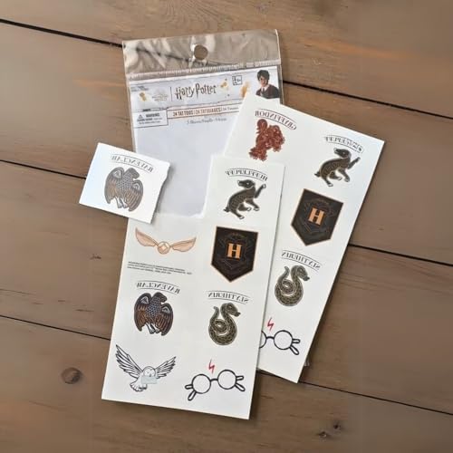 Harry Potter Hogwarts United Plastic Party Tattoos - 2" x 1.75" | Assorted Design | Pack of 24