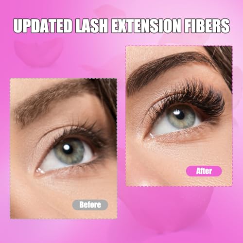 Fluffy Lashes Clusters Kit 280PCS Wispy Lashes Clusters 8-16mm D Curl Natural Look Cluster Eyelash Extensions with Waterproof Lash Bond, Seal, Tweezer for At-Home Use