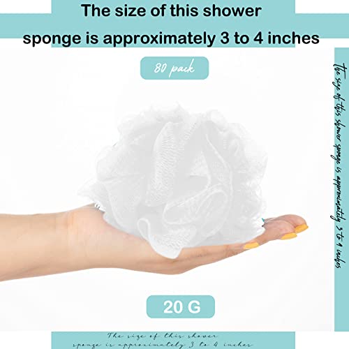 Chengu 80 Pcs Loofah Bulk Sponge Bath Sponges for Shower Bath, Travel, Baby, Women, Men, 20g (White)