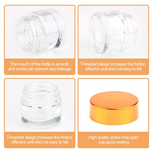 Wresty 10 Gram Glass Cosmetic Containers 19 Packs Round Sample Jars Cosmetic Cream Bottles Makeup Pots Container Vials (gold lids)