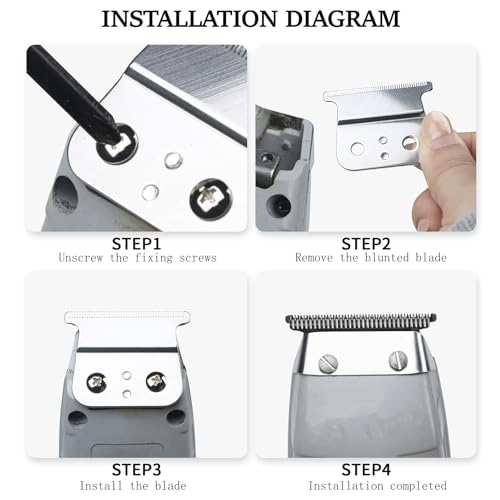 2 Pack Replacement T-Blades Compatible with Andis T-Outliners GTO,GO and SLS Trimmers,Silver