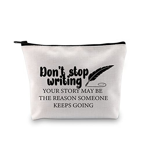 G2TUP Creative Writer Gift Don¡¯t Stop Writing Makeup Bag Future Author Cosmetic Bag Novelist Gift Writer Appreciation Gift Zipper Travel Bag