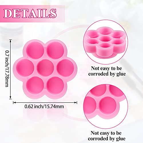 Maitys 200 Pcs Flower Glue Cup Lash Glue Holder Volume Eyelash Extension Flower Pallet Pad Easy Fan Eyelash Ring Cup Bulk for Women Girls Extension Lashing Supply Kit(Pink)