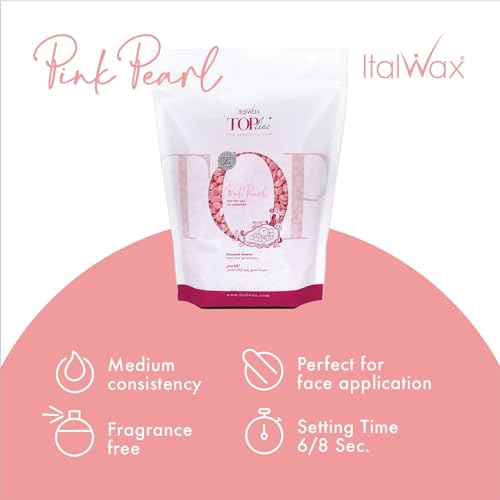 Italwax Top Line Pink Pearl Hard Wax Beads 1.65 lb (750 g) ? Semi-Creamy Unscented Hard Wax for Facial Areas, Strong from First Pull, Suitable for Sensitive Skin, Professional Use ? Made in Italy