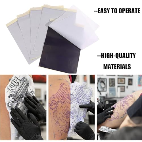 SOTICA 50PCS Tattoo Transfer Paper Tattoo Stencil Paper 4-Layer A4 Size Reusable DIY Transfer Paper for Stencil Printer & Hand Drawing Tattoos Supplies