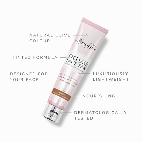 Loving Tan Deluxe Face Self Tanner, Dark - Streak Free, Natural, Professional Quality Sunless Tanning - 10+ Face Self Tanner Applications per Bottle, Cruelty Free, Naturally Derived DHA - 1.6 Fl Oz