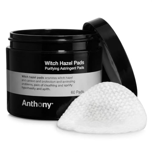 Anthony Witch Hazel Pads Pore Cleaner: 60 Count, Purifying Astringent Cleansing Toner Pads ? Aloe Vera, and Citrus Mint, Eliminate Impurities, Minimize Pores and Control Shine