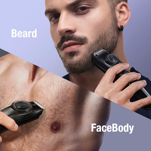 SUPRENT Adjustable Beard Trimmer for Men, Cordless Electric Beard Trimmer with Precision Dial, USB Rechargeable 19 Length Settings Mustache Trimmer for Mens Gifts