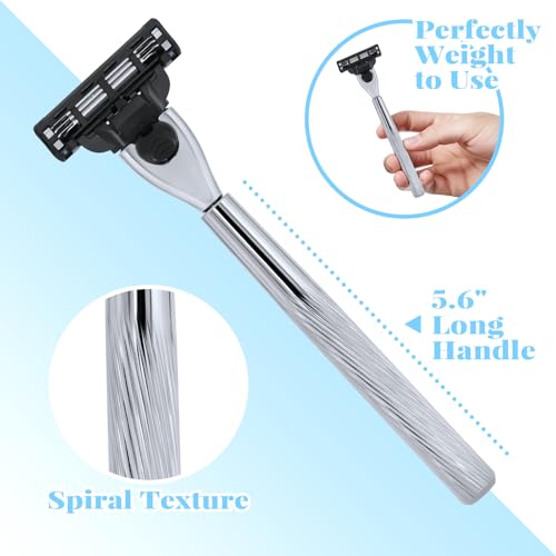 Razor Handle Only Compatible with Gillette Mach 3- Ergonomic Metal Handle, Reusable for Superior Shaving(Handle Only,No Blades)