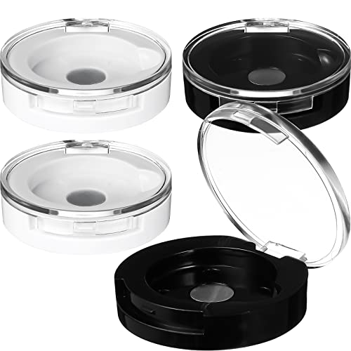 FRCOLOR 4Pcs Empty Magnetic Eyeshadow Cases Small Round Single Color Makeup Palette DIY Refillable Eyeshadow Container Lipstick Pallet Pans for Lipstick Blush Powder 1.57X1.57X0.47in