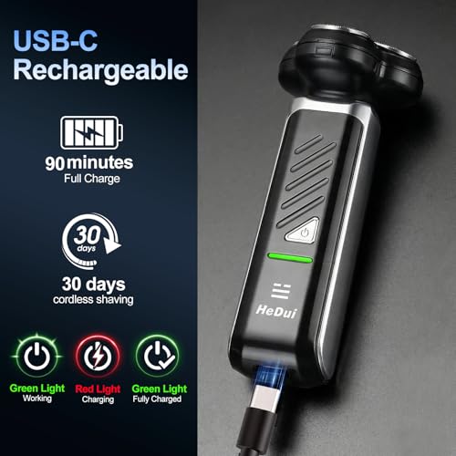 10-Pack Rotary Shavers for Men 3D Floating Head Electric Rotary Razor USB-C Rechargeable Close Shave Easy Clean Magnetic Head Ideal Gift for Dad Husband Travel Razor for Men Stocking Stuffers