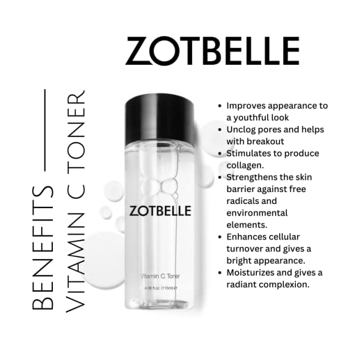 ZOTBELLE Vitamin C Toner Helps to Keep The Skin Looking Youthful, Shields from Sun Damage and minimizes The Appearance of Wrinkles, Dark Spots and Acne.