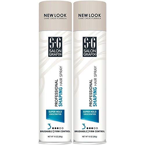Salon Grafix Shaping Hair Spray Super Hold Unscented 10 oz (Value Pack of 2), Packaging May Vary