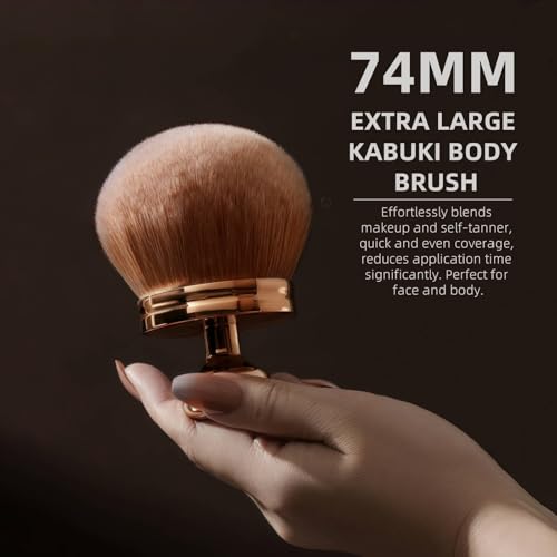 Self Tanner Brush, Extra Large Body Brush for Flawless Leg Makeup, Bronzer Powder Brush, High Density Face Body Kabuki Makeup Brush for Liquid Foundation Powder Cream Contour Buffing